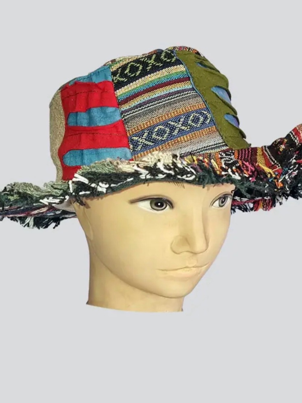Bohemian Multicolor Patchwork Fringe Sun Hat